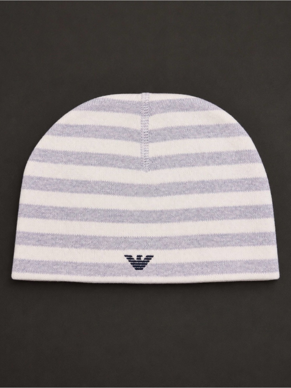 Armani Baby Double-Sided Knit Beanie Hat | Soft Blue/Stripe | 6M